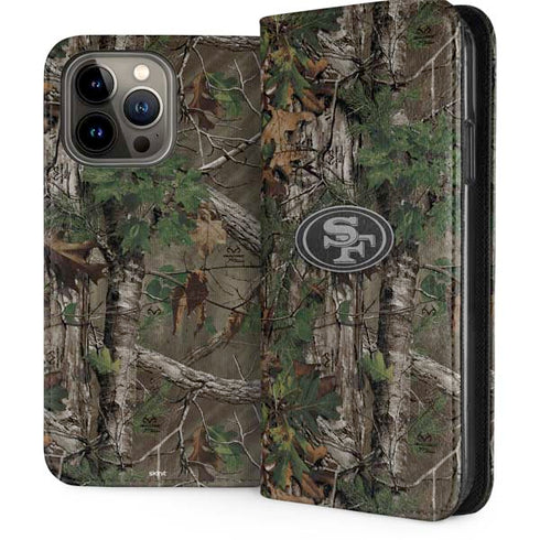 NFL San Francisco 49ers Realtree Xtra Green Camo iPhone 15 Pro Max Folio Case